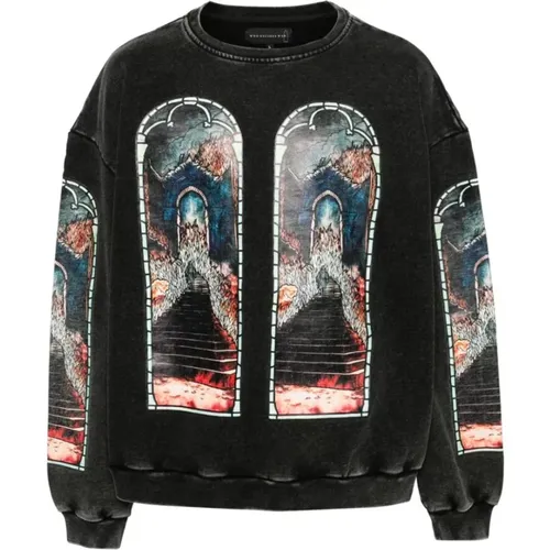 Stained Glass Crew Neck Sweater , male, Sizes: 2XL - Who Decides War - Modalova