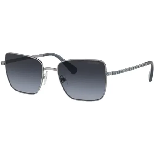 Gunmetal Sunglasses with Blu Shaded Lenses , female, Sizes: 53 MM - Swarovski - Modalova