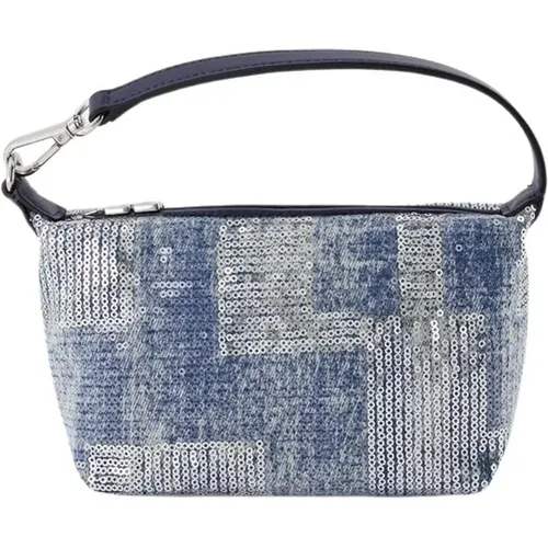 Denim Butterfly Small Pouch , female, Sizes: ONE SIZE - Ganni - Modalova