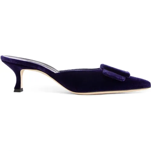 Lila Samt Kitten Heels , Damen, Größe: 40 EU - Manolo Blahnik - Modalova