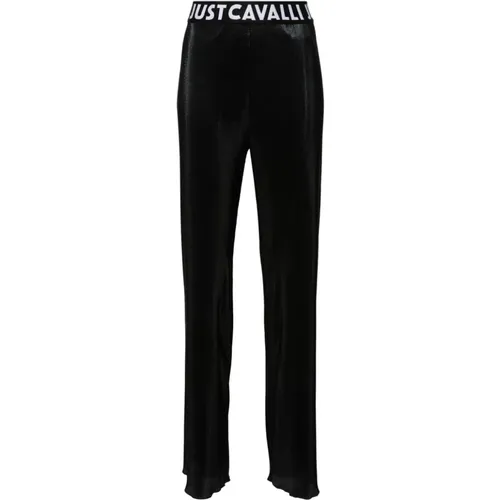 Schwarze Hose mit Pantalone Detail , Damen, Größe: 2XS - Just Cavalli - Modalova