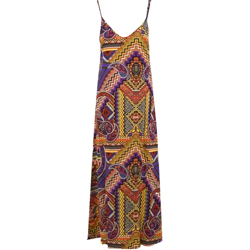 Ethnisches Print Langes Kleid für Frauen , Damen, Größe: S - 4Giveness - Modalova