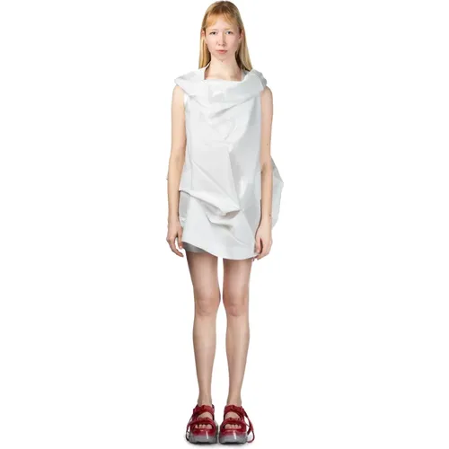 Geometrisches Metallic Weißes Kleid - Issey Miyake - Modalova