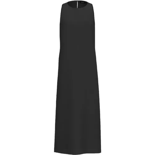 Schwarzes Leinen Midi Kleid , Damen, Größe: M - Marella - Modalova