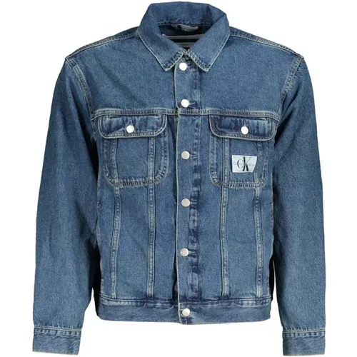 Denim Jacket with Logo and Buttoned Front , male, Sizes: M, L, S, XL - Calvin Klein - Modalova