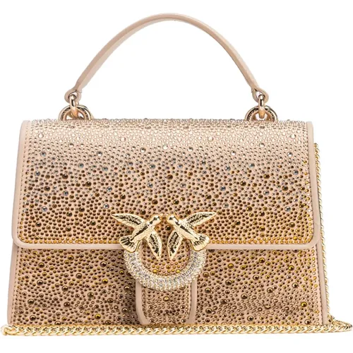 Golden Gradient Rhinestone Handbag , female, Sizes: ONE SIZE - pinko - Modalova