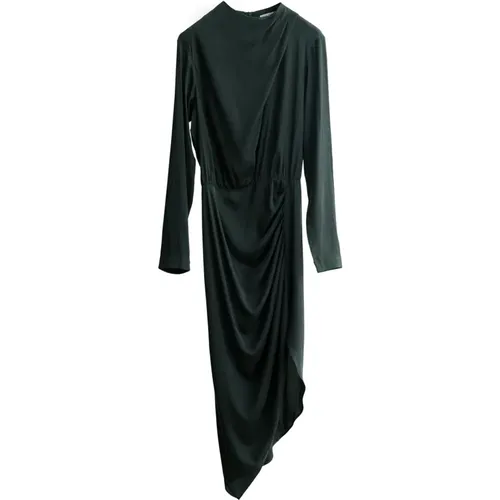 Jade Kleid mit Asymmetrischen Falten , Damen, Größe: XS - Ahlvar Gallery - Modalova