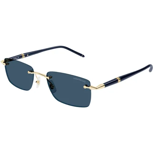 Gold Sunglasses with Original Case , male, Sizes: 54 MM - Montblanc - Modalova