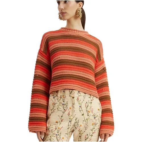 Chunky Stripe Crop Sweater , Damen, Größe: XL - La DoubleJ - Modalova