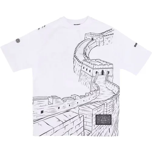 Chinese Wall Outline Tee , male, Sizes: L, XL, M - Dolly Noire - Modalova