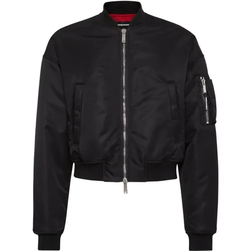 Bomber Jacket with Ribbed Collar , male, Sizes: S, 2XL, XL, L, M - Dsquared2 - Modalova