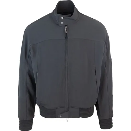 Ribbed Zip-Up Blouson Jacket , male, Sizes: 2XL, XL, M, 3XL - Emporio Armani - Modalova