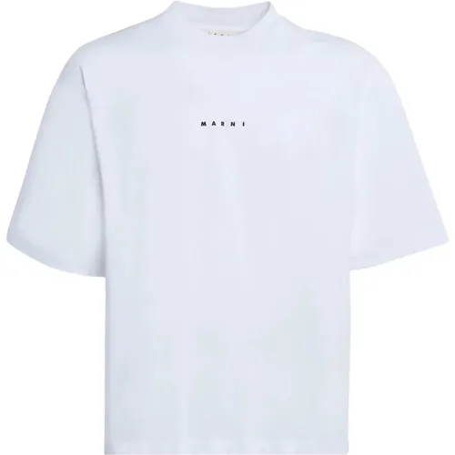 Bio-Baumwolle Logo Print T-Shirt , Herren, Größe: M - Marni - Modalova