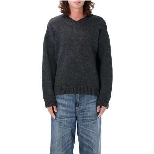 V-Neck Wool Knitwear in Ash Melange , male, Sizes: XL, L - Our Legacy - Modalova