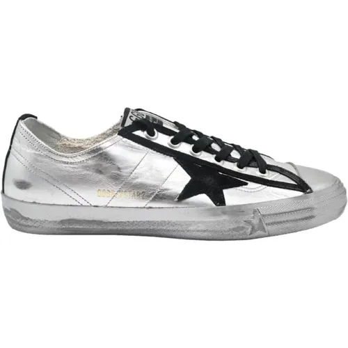 Silver Laminated V-Star Sneakers , male, Sizes: 9 UK - Golden Goose - Modalova