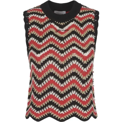 Red Crochet Vest Sweater , female, Sizes: S - Ganni - Modalova