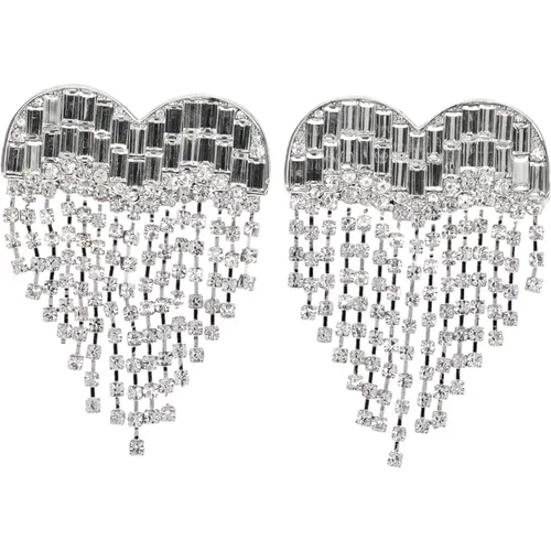 Crystal Heart Earrings Silver Jewelry , female, Sizes: ONE SIZE - Self Portrait - Modalova