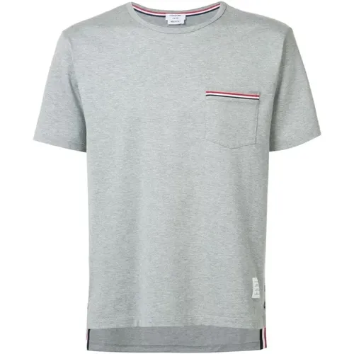 Graues Baumwoll-Kurzarm-T-Shirt , Herren, Größe: S - Thom Browne - Modalova