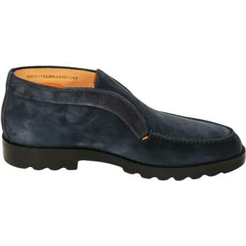 Suede Boots with Orange Stitching , male, Sizes: 7 1/2 UK, 8 UK - Santoni - Modalova