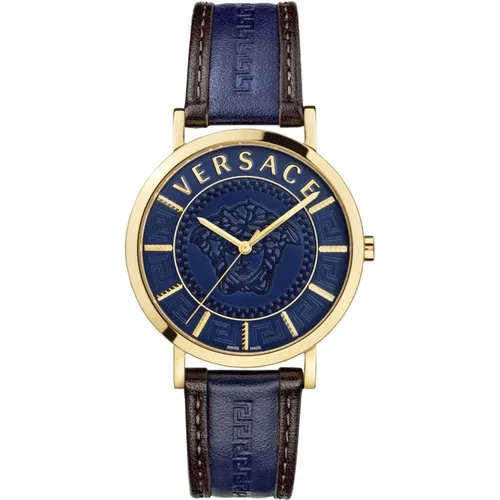 V-Essential Medusa Engraved Leather Watch , female, Sizes: ONE SIZE - Versace - Modalova