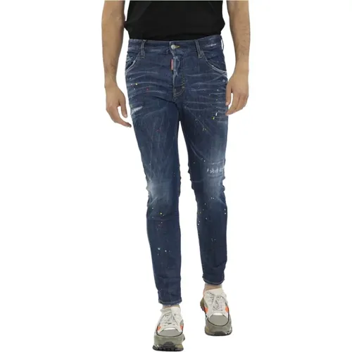 Skater Jeans mit Farbspritzern , Herren, Größe: XL - Dsquared2 - Modalova