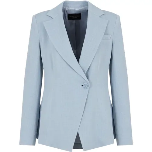 Klare Blaue Jacken mit Revers , Damen, Größe: L - Emporio Armani - Modalova