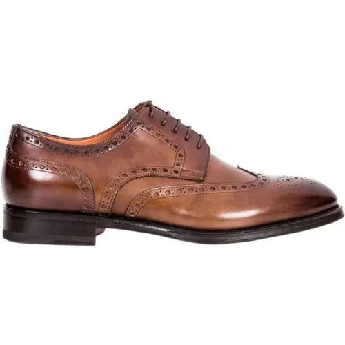 Leather Men`s Brogue Shoes with Stitching , male, Sizes: 6 UK - Santoni - Modalova