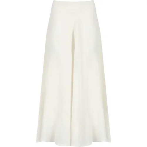Elegant Linen Midi Skirt Ivory , female, Sizes: S, M, XS - 120% lino - Modalova