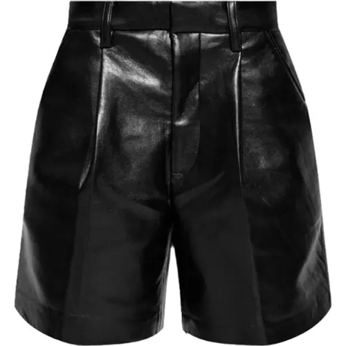 Plissierte Leder Shorts , Damen, Größe: S - Anine Bing - Modalova