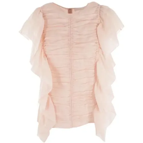 Ruffled Peach Sleeveless Shirt , female, Sizes: S - Chloé - Modalova