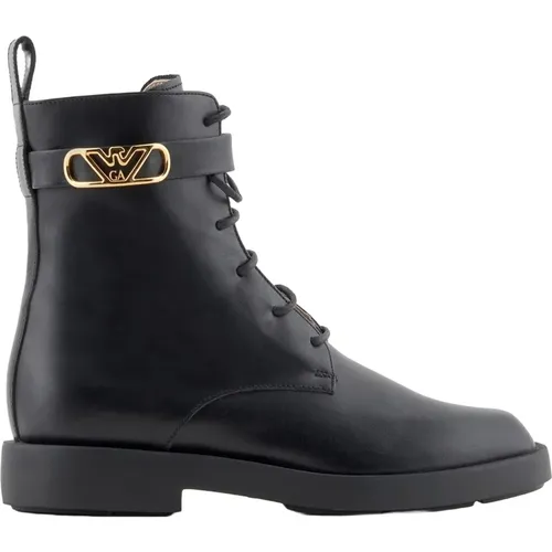 Leather Lace-up Boots Side Zip Rubber Sole , female, Sizes: 3 UK, 4 1/2 UK, 6 UK - Emporio Armani - Modalova