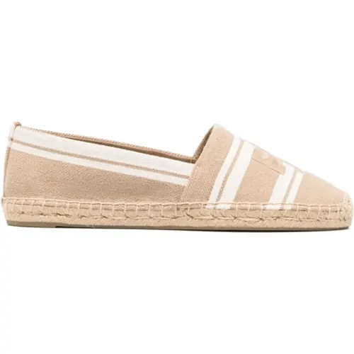 Jacquard Logo Espadrilles in Cammello/Ash White , female, Sizes: 4 1/2 UK - TORY BURCH - Modalova