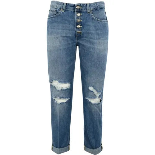 Schwarze Denim-Jeans mit Juwelenknöpfen , Damen, Größe: W28 - Dondup - Modalova