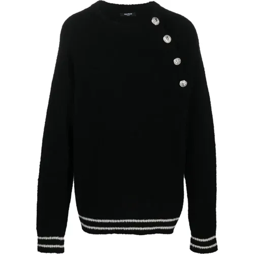 Cashmere crewneck sweater , male, Sizes: L, XL - Balmain - Modalova