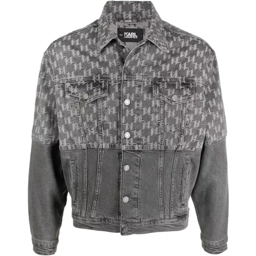 Unisex monogram denim jacket , female, Sizes: XS - Karl Lagerfeld - Modalova
