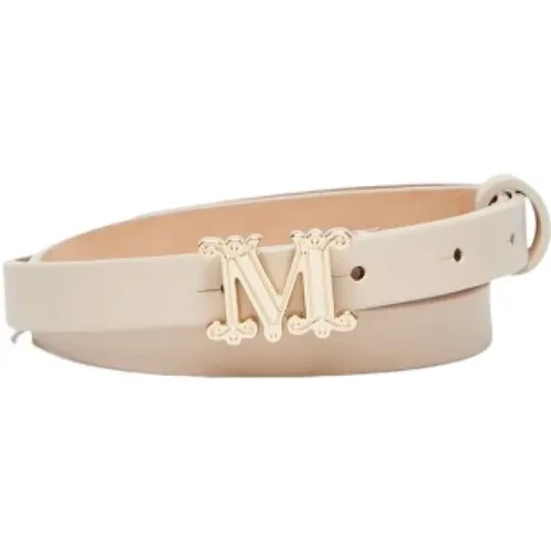 Monogram Leather Belt with Metal Buckle , female, Sizes: L - Max Mara - Modalova