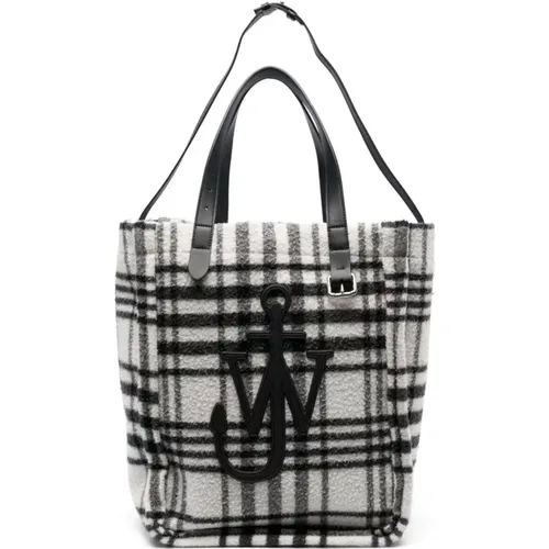 Plaid-Check Wool Tote Bag , female, Sizes: ONE SIZE - JW Anderson - Modalova
