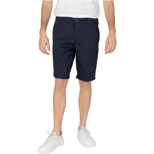 Blaue Baumwollmischung Zip Shorts - Armani Exchange - Modalova
