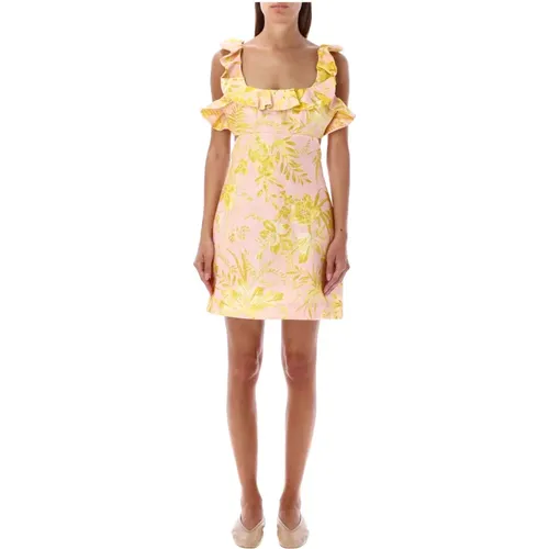 Floral Ruffle Mini Dress Pink Yellow , female, Sizes: M, S - Zimmermann - Modalova