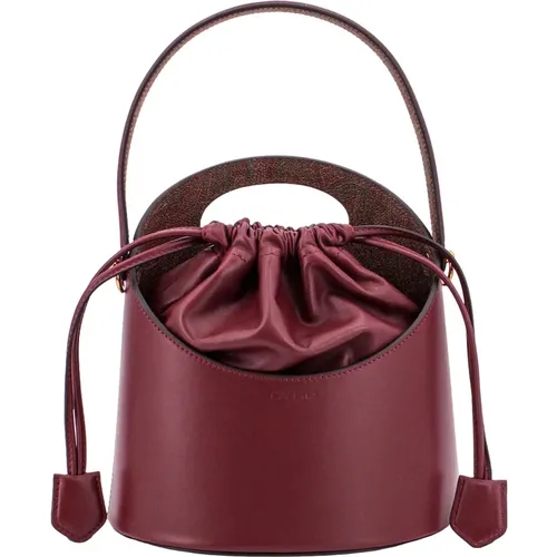 Stilvolle rote Leder-Bucket-Bag mit Paisley-Detail - ETRO - Modalova