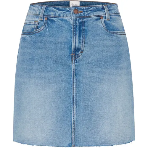 Denim Skirt with Mid-Rise Waist and Side Pockets , female, Sizes: 2XL - My Essential Wardrobe - Modalova