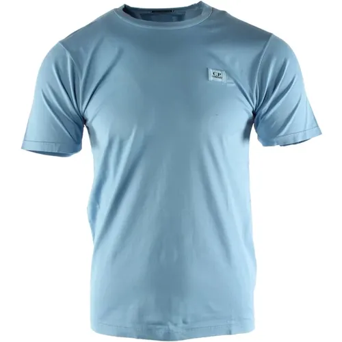 Blaues Mercerisiertes Baumwoll-T-Shirt , Herren, Größe: XS - C.P. Company - Modalova