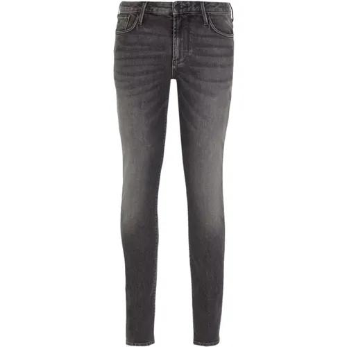 Schwarze J06 Low-Rise Slim-Fit Jeans - Emporio Armani - Modalova