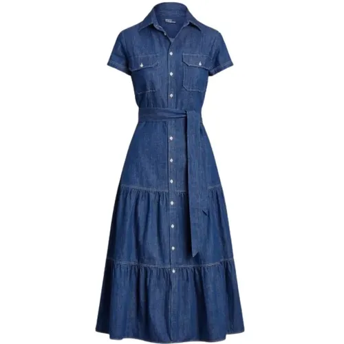 Voluminöses Denim Maxikleid , Damen, Größe: XS - Polo Ralph Lauren - Modalova