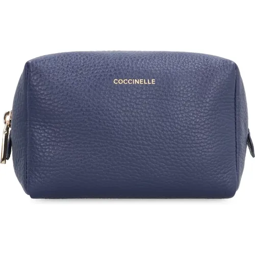 Körniges Leder-Waschtasche mit goldfarbener Hardware , Damen, Größe: ONE Size - Coccinelle - Modalova