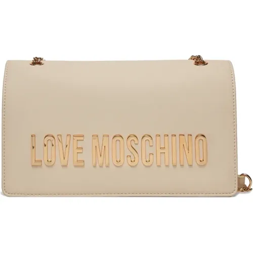 Ivory Eco-leather Crossbody Bag , female, Sizes: ONE SIZE - Love Moschino - Modalova
