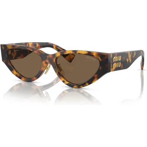 Havana/Dark Sunglasses SMU 03Zs , female, Sizes: 54 MM - Miu Miu - Modalova
