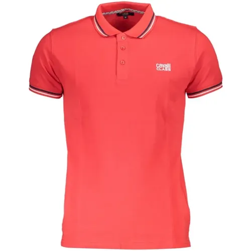 Rotes Baumwoll Polo Shirt mit Druck , Herren, Größe: 2XL - Cavalli Class - Modalova