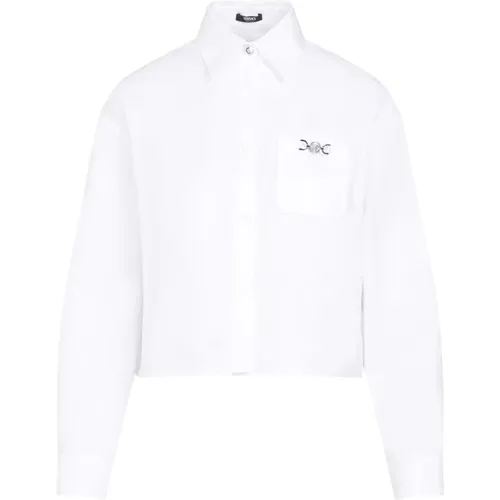 Weiße Baumwollbarockhemd , Damen, Größe: S - Versace - Modalova