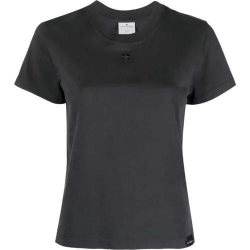 Charcoal Grey Cotton Jersey T-Shirt , male, Sizes: M, S, XS - Courrèges - Modalova